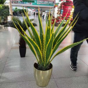 Artificial Agave Succulent Plant in Tiered Black Pot