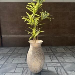Artificial Plant with vibrant green leaves in a beautifully designed Fiberglass Vase