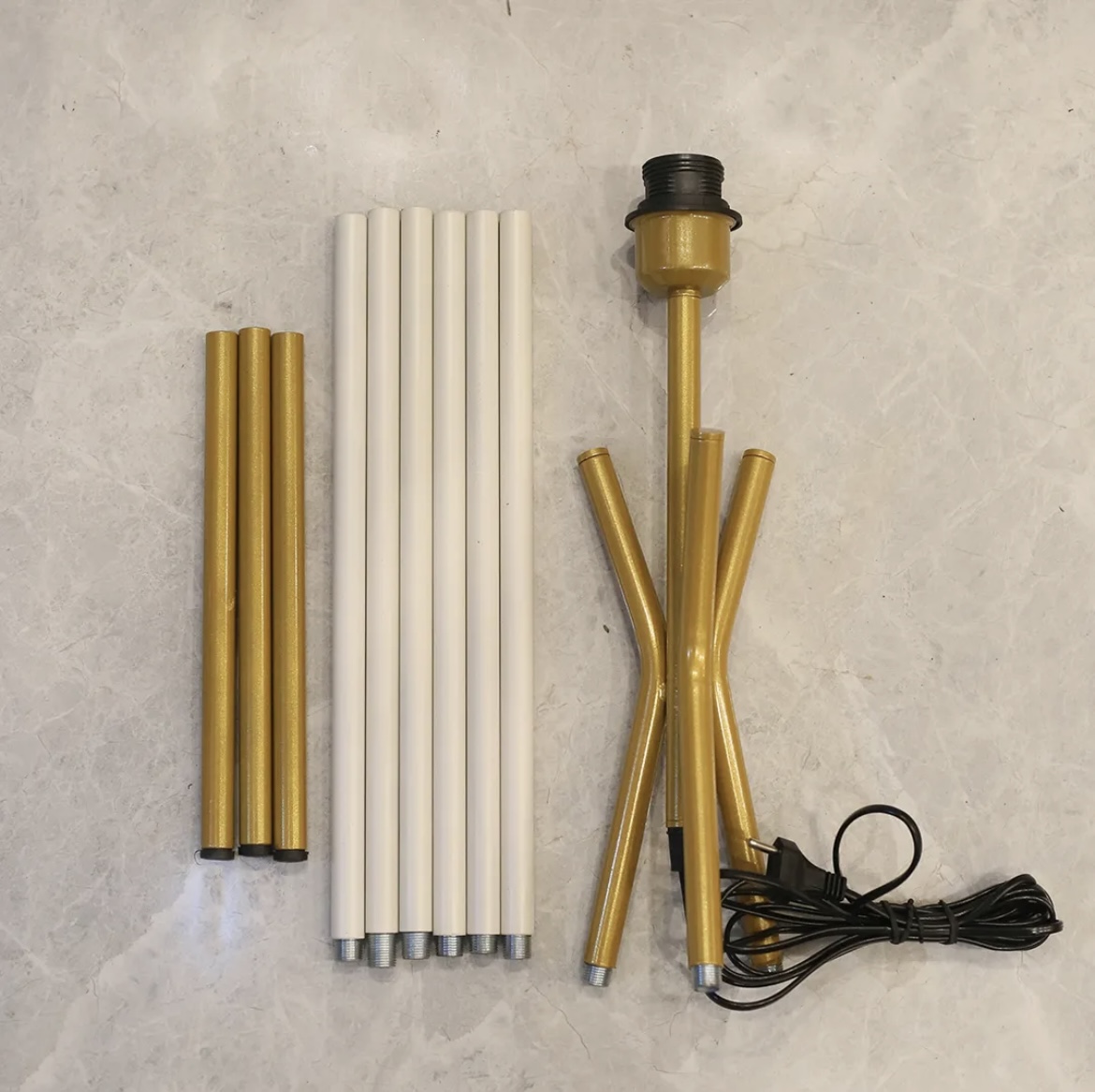 Modern Tripod Floor Lamp – White & Gold 5 feet - Image 4