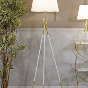 Modern Tripod Floor Lamp – White & Gold 5 feet