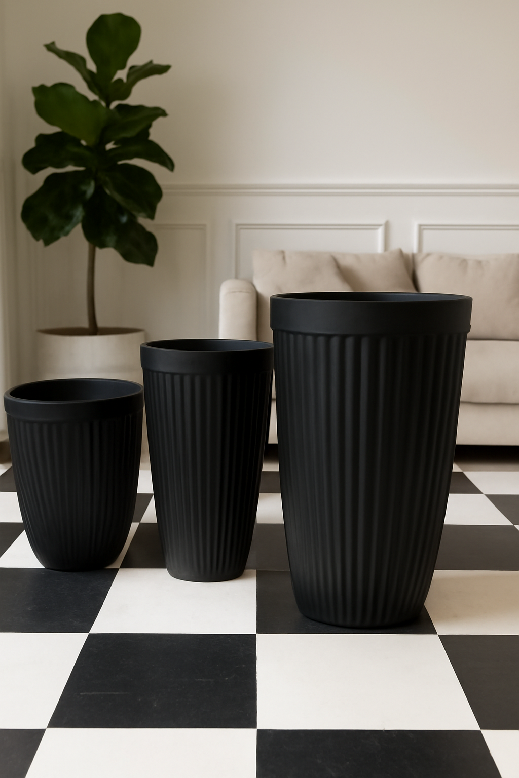 Ribbed Silhouette Fiber planter 20/12 inch