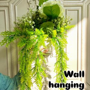 Wall hanging pot with vine and flower