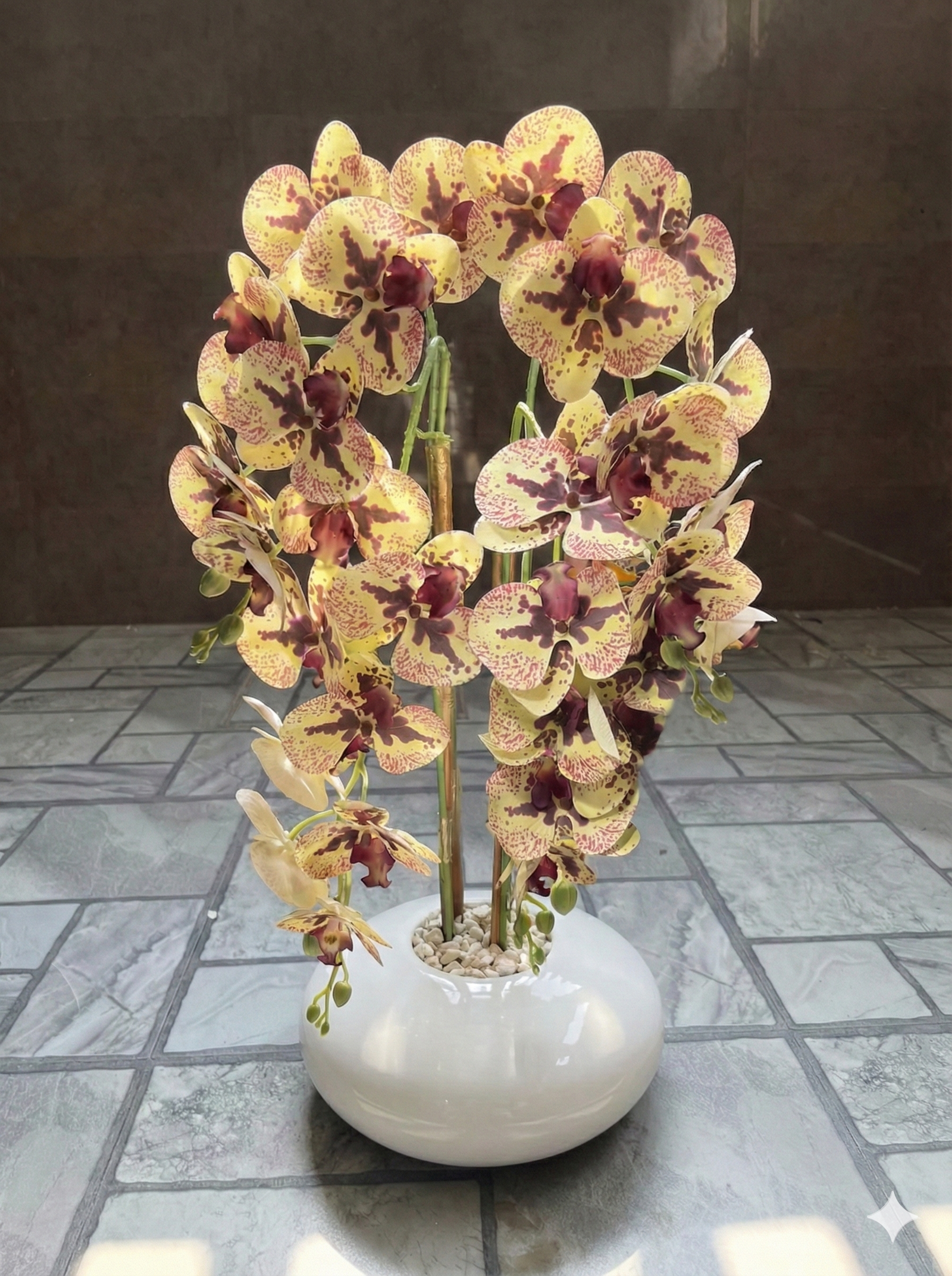 Orchid in oval base vase (multiple colors available) - Image 2