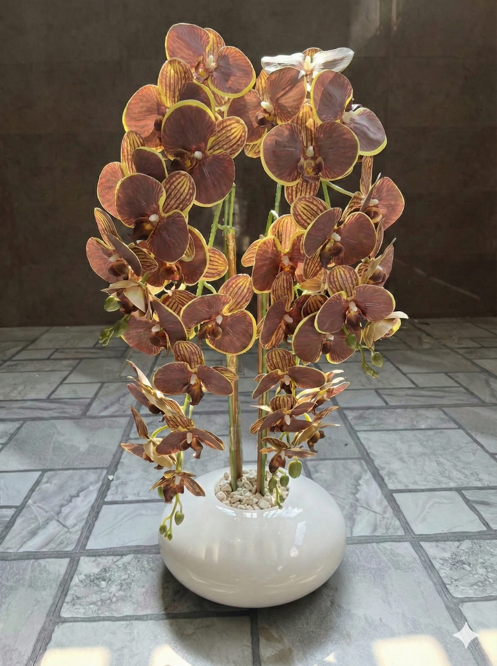 Orchid in oval base vase (multiple colors available) - Image 3