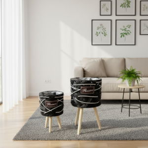 Rattan-Style Floor tripod basket stand pair