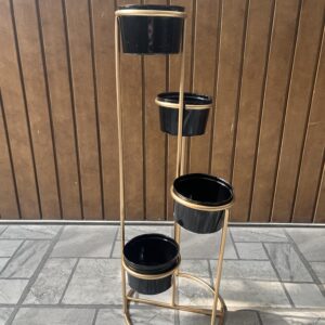 Aurora Gold & Black 4-Tier Metal Plant Stand