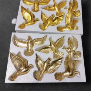 Wall hanging birds(resin) golden (set of 6) golden