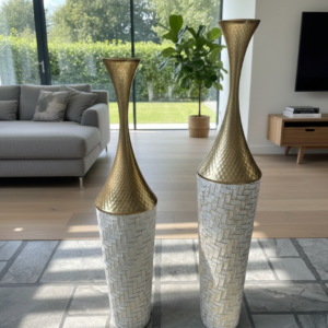 Modern metal floor vase. 