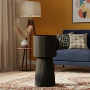 Modern Black Ribbed Tall planter