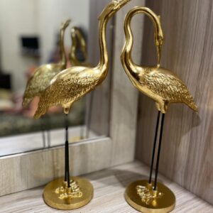Litton Lane Gold Aluminum Flamingo Sculpture (Set of 2)