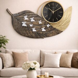 Leaf and Butterfly Decorative Wall Clock