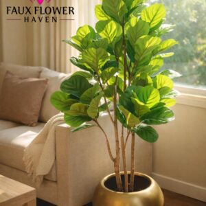 Fiddle Leaf Fig (5.5 feet)(With Round Planter)