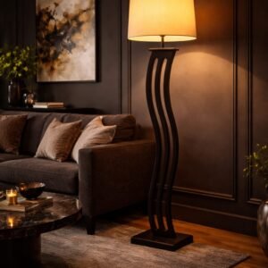 Elegant Wave Wooden Floor Lamp