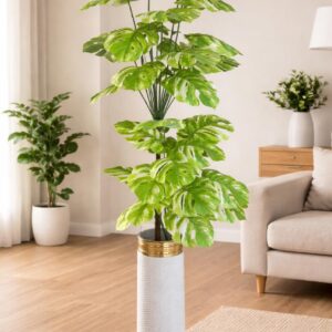 Artificial Monstera Floor Plant with plastic vase 5.5 feet