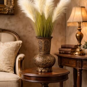 Royal Antique Vase with White Pampas Arrangement