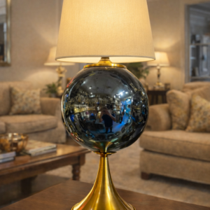 Smoked Glass Globe Table Lamp