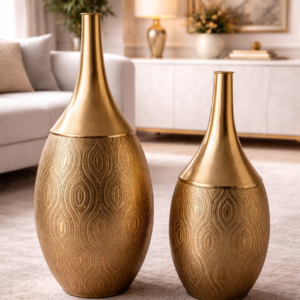 Luxury Gold Decorative Floor Vase Set (2 Pieces)