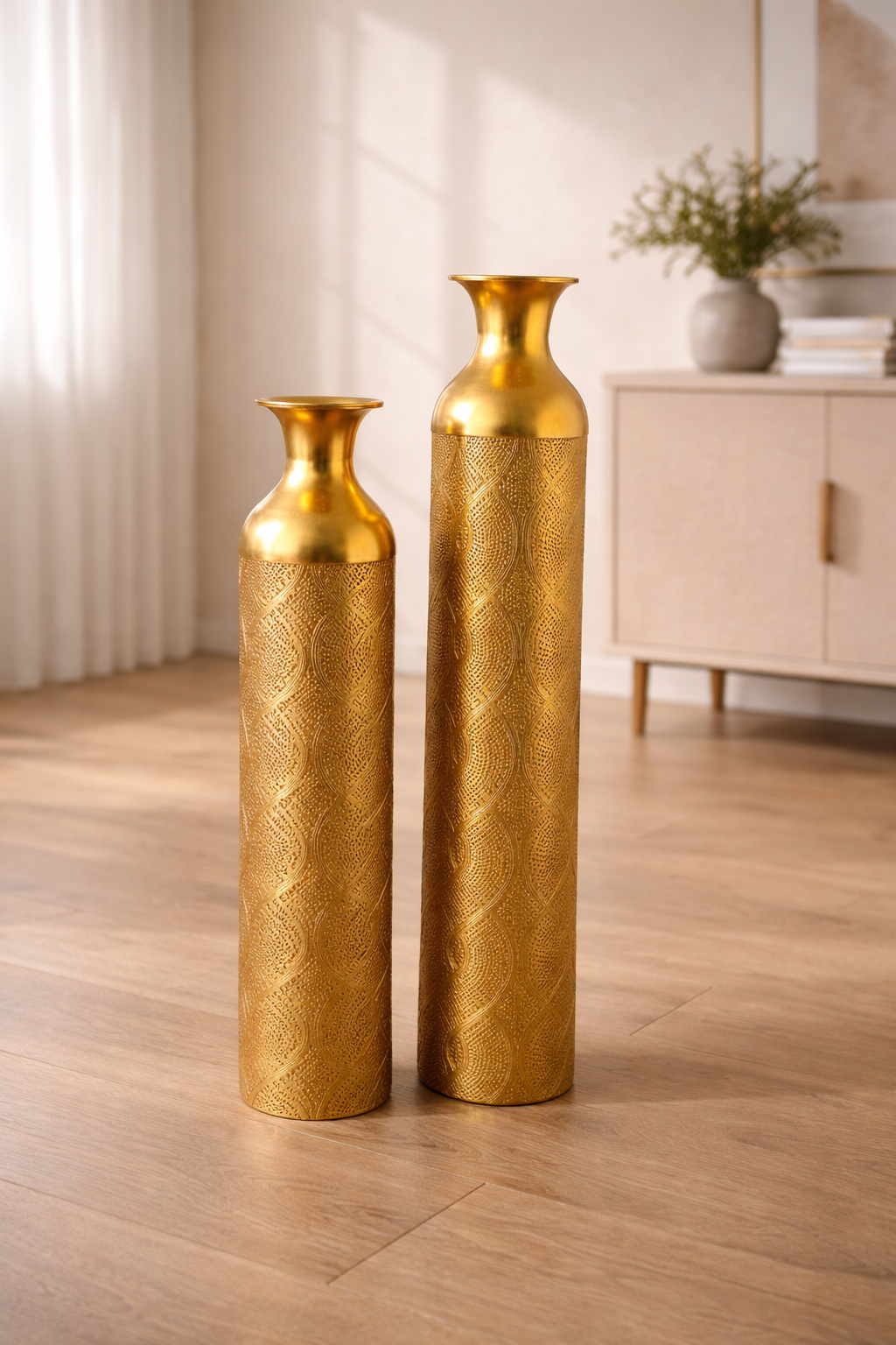 Luxury Gold Decorative Floor Vase Set (2 Pieces)