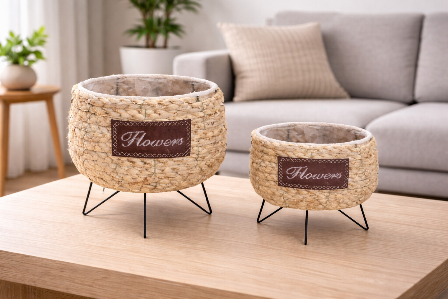Flowers Natural Woven Planter Basket Set