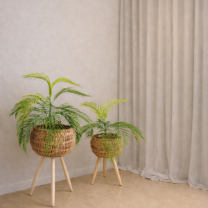 Palm Plant with Rattan Planter