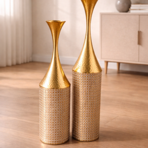 Luxury Golden Decorative Floor Vase Set (2 Pieces)