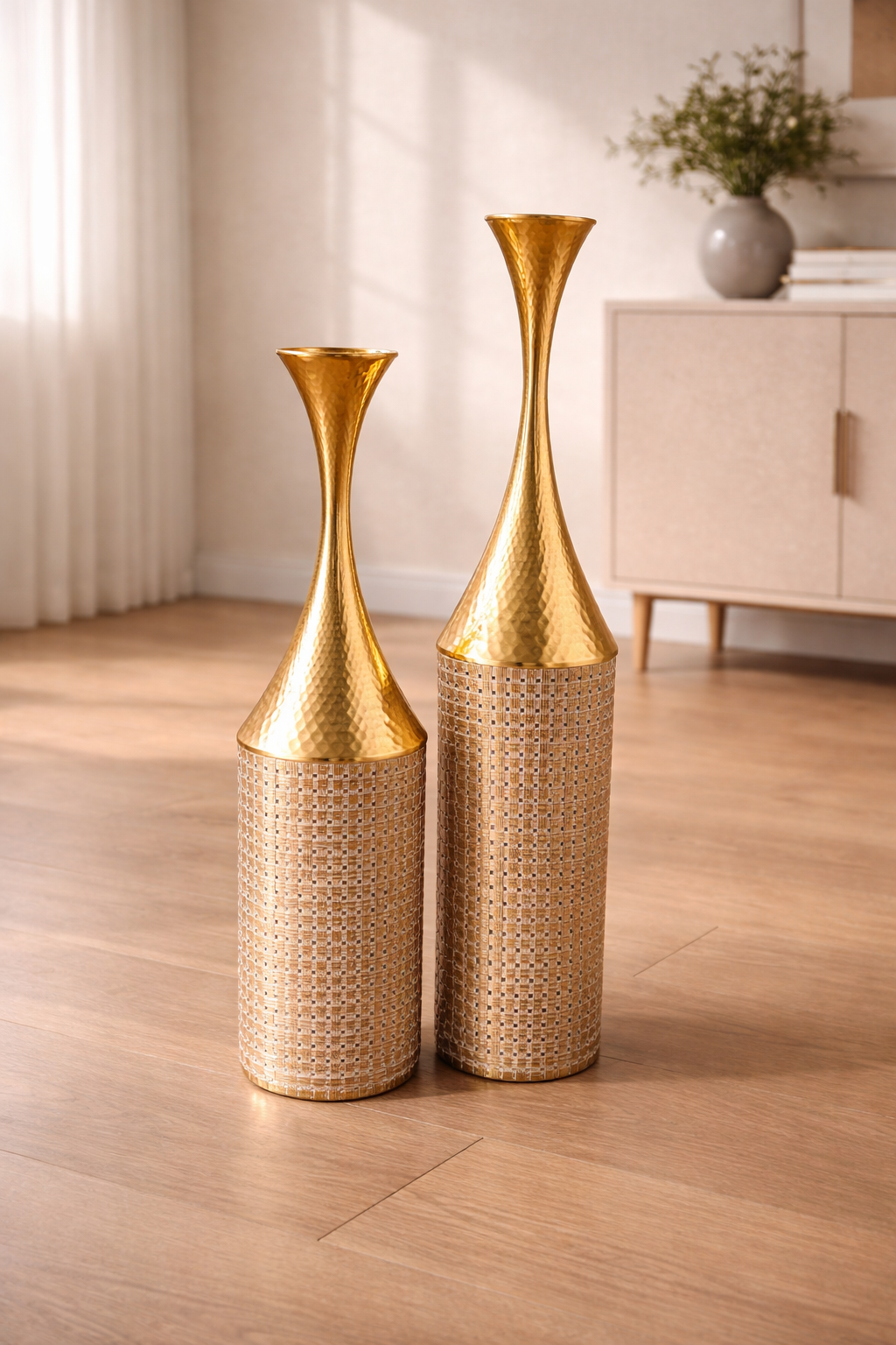 Luxury Golden Decorative Floor Vase Set (2 Pieces)