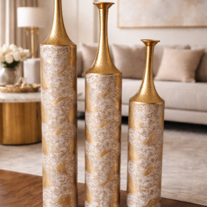 Luxury Gold Decorative Floor Vase Set (3 Pieces)
