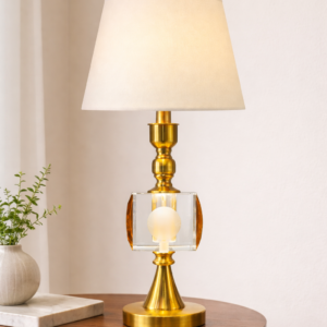 Golden Crystal Cube Table Lamp