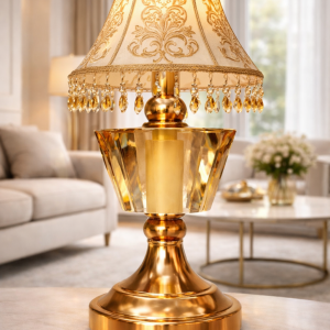 Ornate Gold Crystal Table Lamp