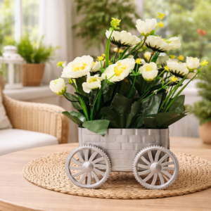 Silver Cart Flower Planter