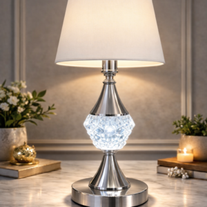 Crystal Glow Silver Table Lamp