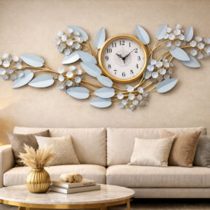 Floral Metal Wall Art Clock