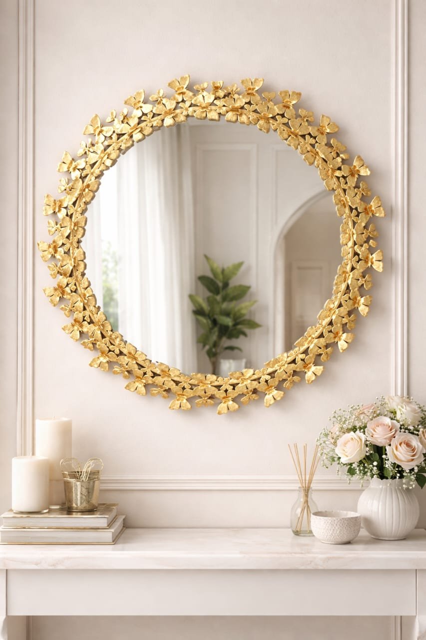 Decorative Golden Butterfly Wall Mirror
