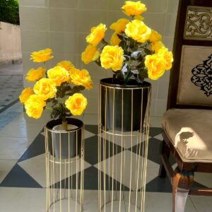 Luxury Yellow Rose Planter Set with Gold Stands(Single available)