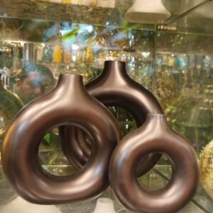 Modern Matte Bronze Donut Vases Set