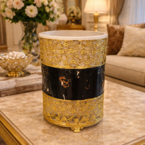Golden Elegance Cylindrical Planter