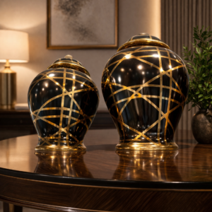 Black and Gold Urn Vases