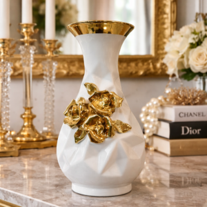 Golden Blossom Porcelain Vase