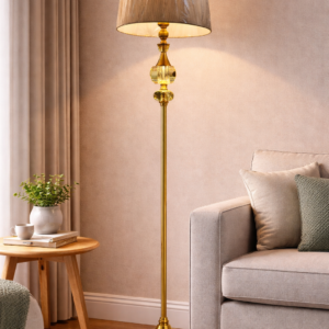 "Brass Crystal Accent Floor Lamp