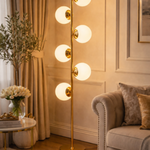 Butterfly Gold Frosted Globe Floor Lamp