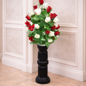 Elegant Red & White Rose Pedestal Arrangement