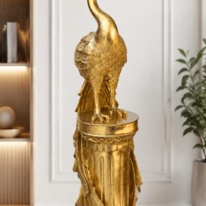 Golden Majesty Peacock Statue