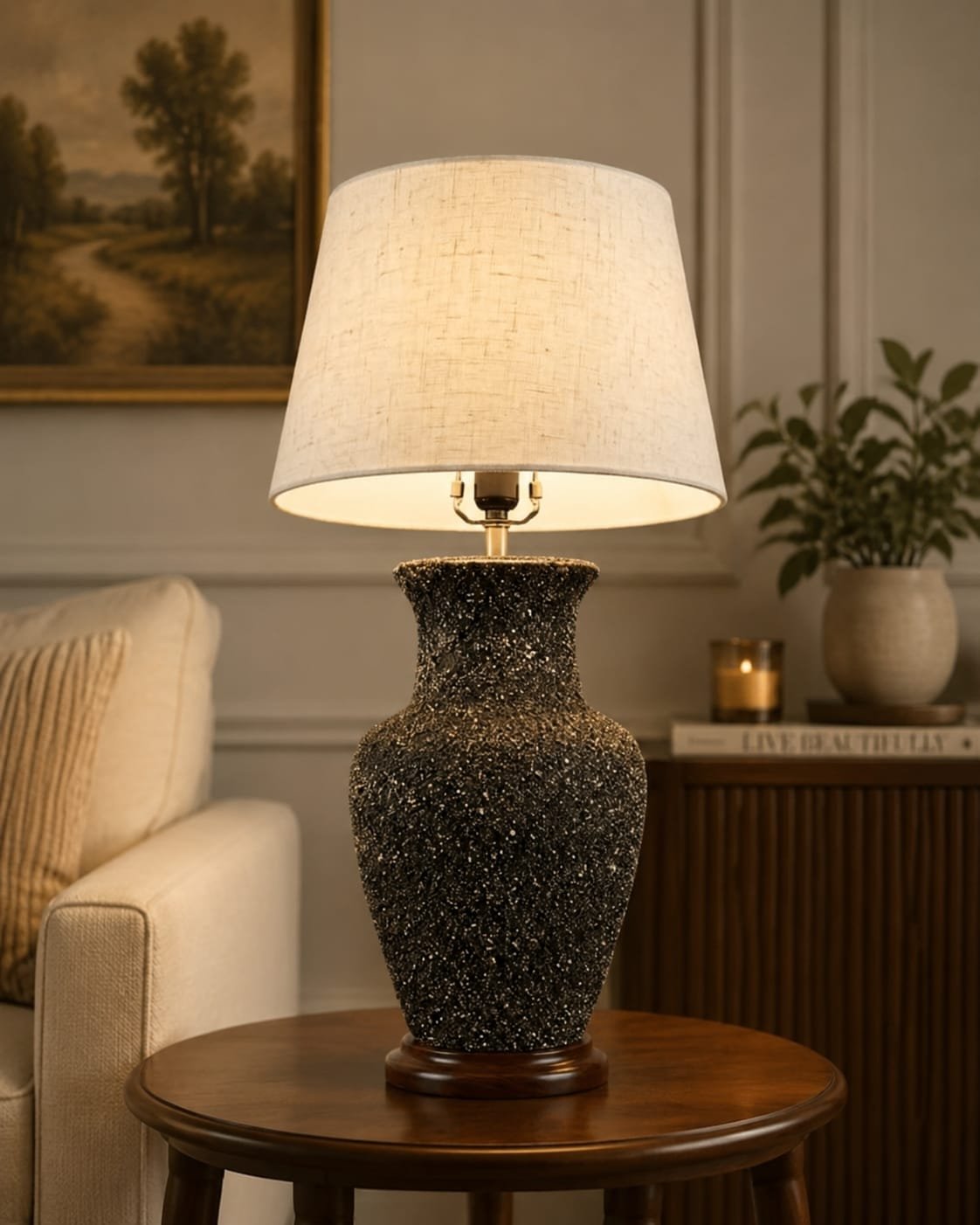 Obsidian Elegance Table Lamp(pair)