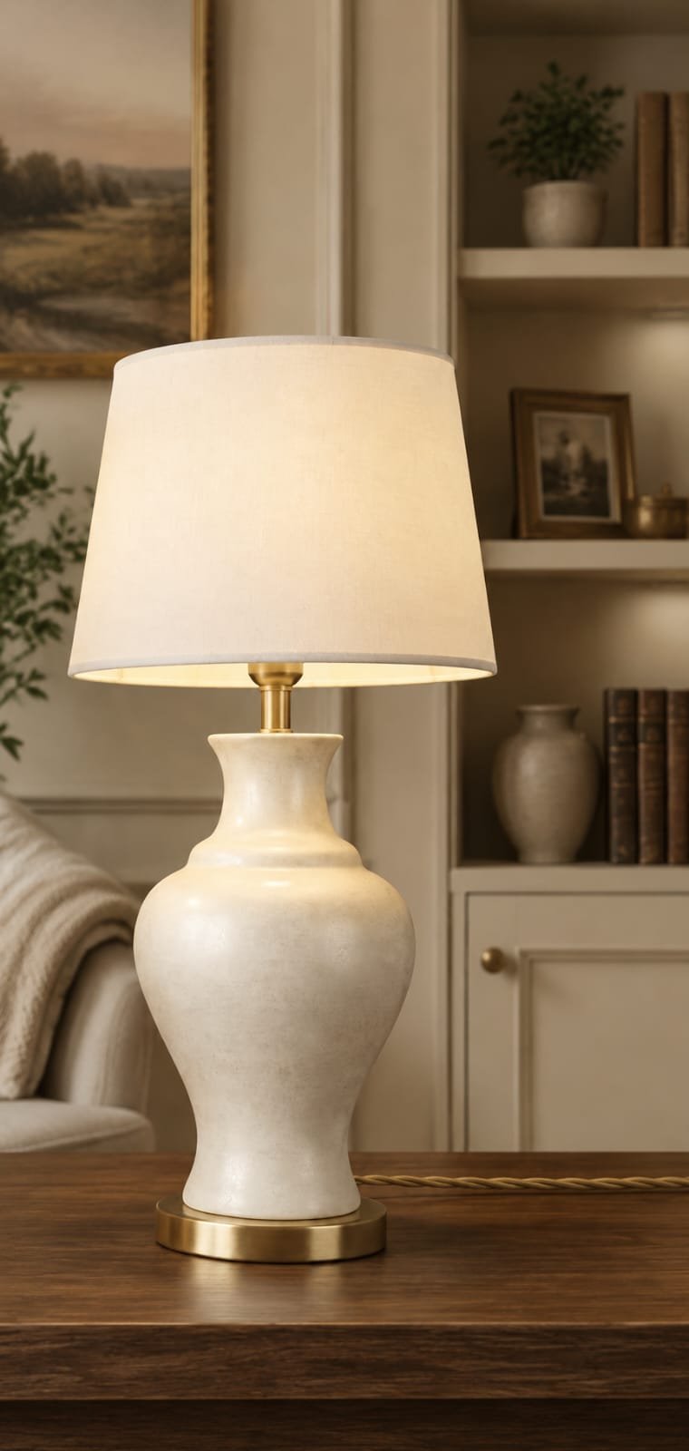 Elegant Cream Ceramic Table Lamp(pair)