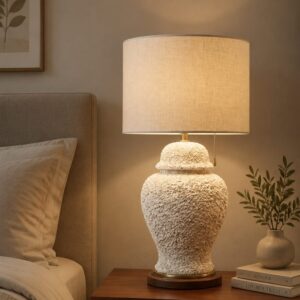 Textured Ceramic Linen Table Lamp