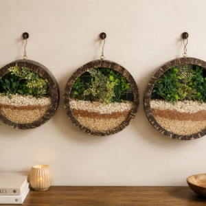 Circular Wooden Planter Trio