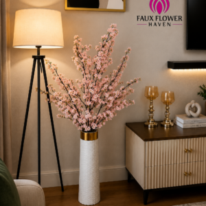 Elegant Pink Blossom Lamp & Plant Arrangement(combo)