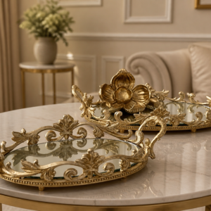 Royal Gold Mirror Decorative Tray Set