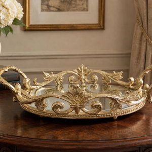Royal Gold Ornate Mirror Tray