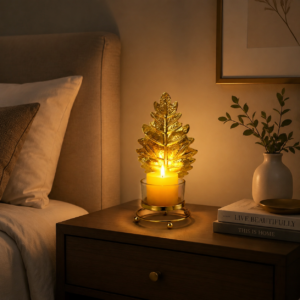 Golden Leaf Candle Holder
